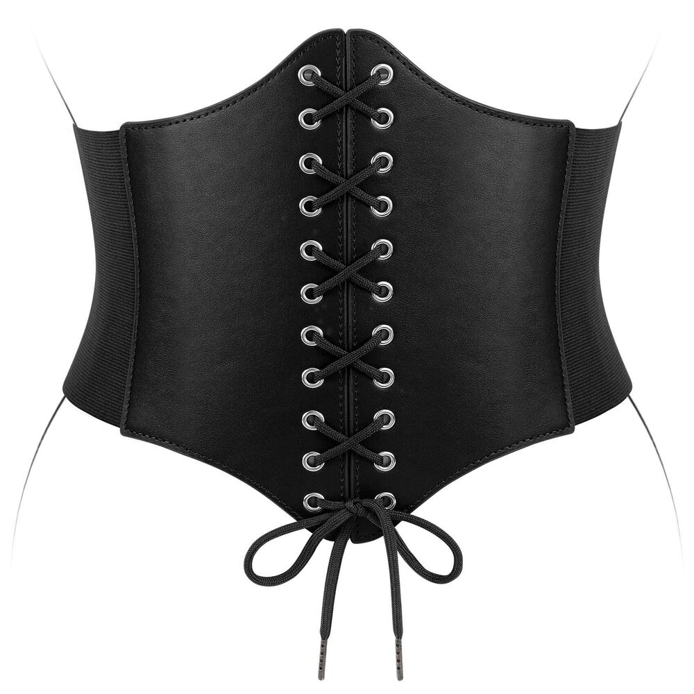 1776 Women Wide Corset Belt Lace-up Elastic Tied Waspie Waist